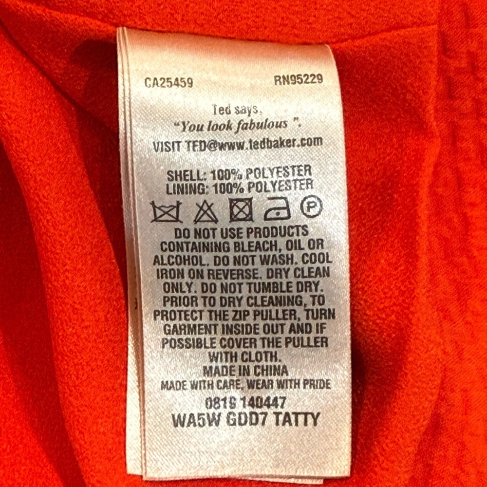 Women’s TED BAKER London coral quilted shift dress- Size 5 - Picture 7 of 7
